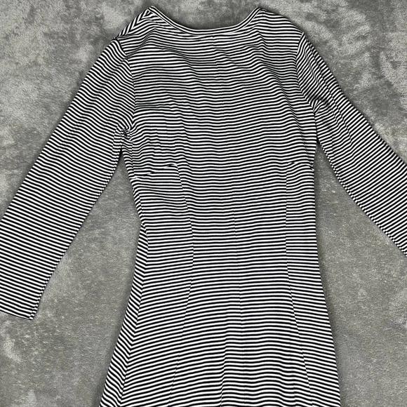 Whistles Dress Women’s 2 Emma 3/4 Sleeve Black White Stripe Jersey Knit Midi - Picture 6 of 9